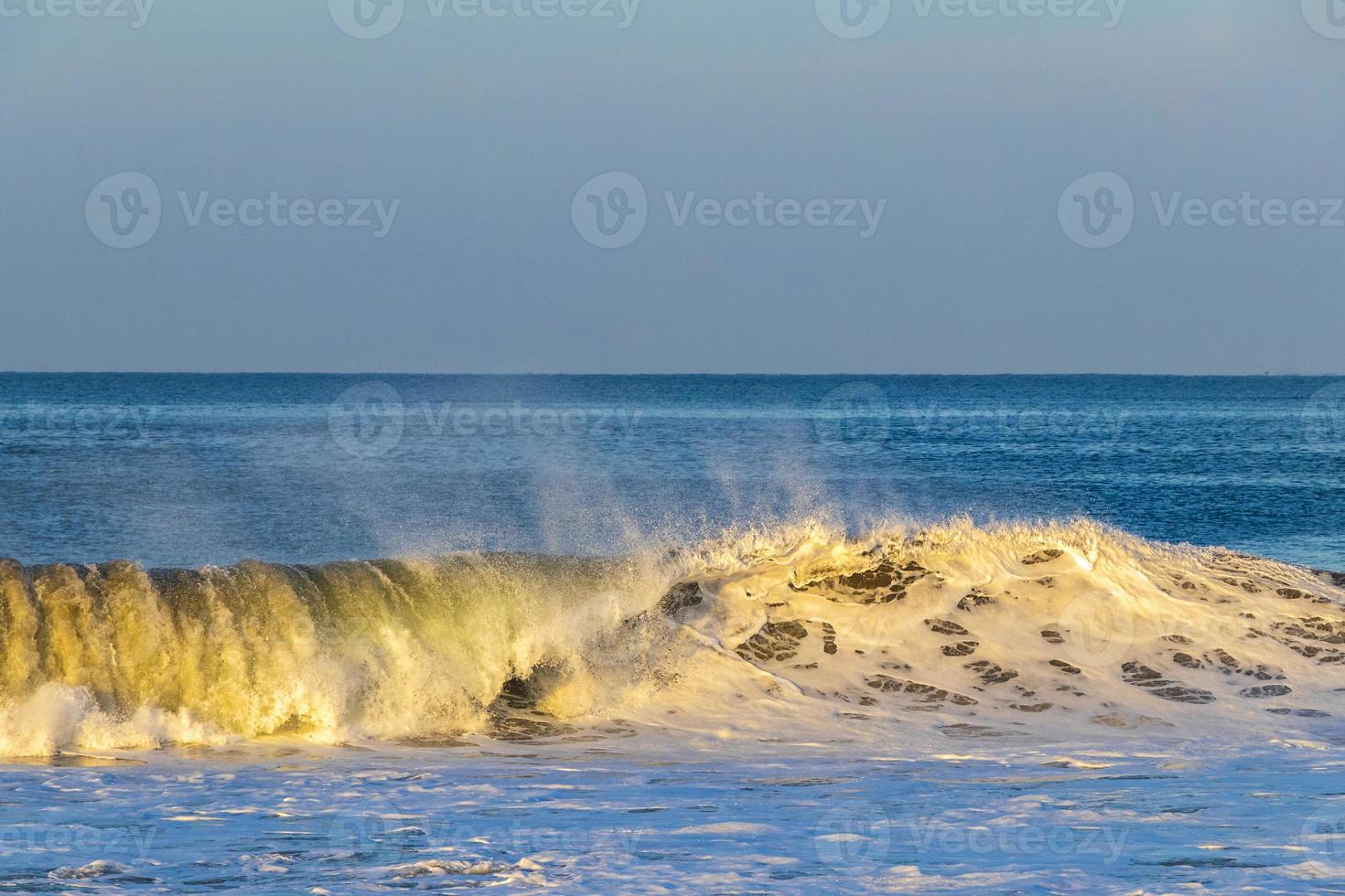 Extremely huge big surfer waves at beach Puerto Escondido Mexico. photo