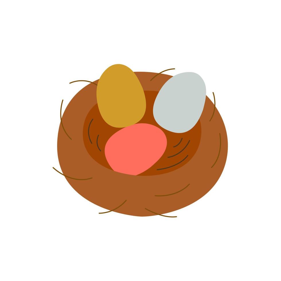 Easter Eggs Nest. Cartoon vector illustration isolated