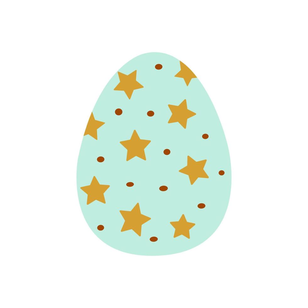 Blue Easter egg decorated with stars. Vector isolated