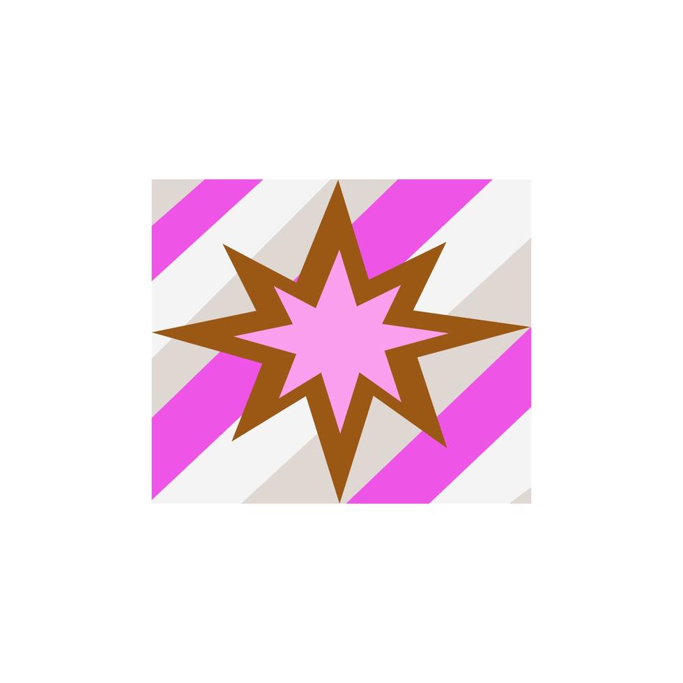 Stars in each other and in striped square. Vector