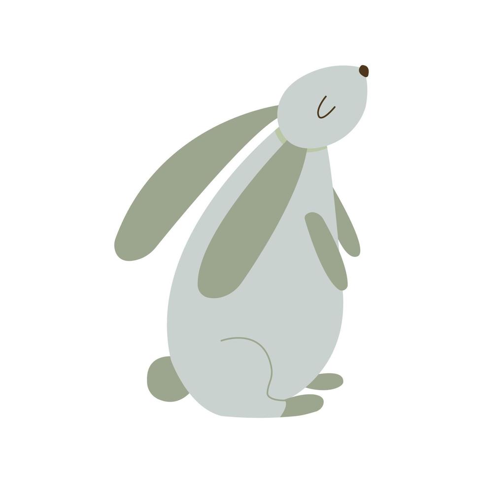 Cute Easter bunny with egg shape body sits. Cartoon vector