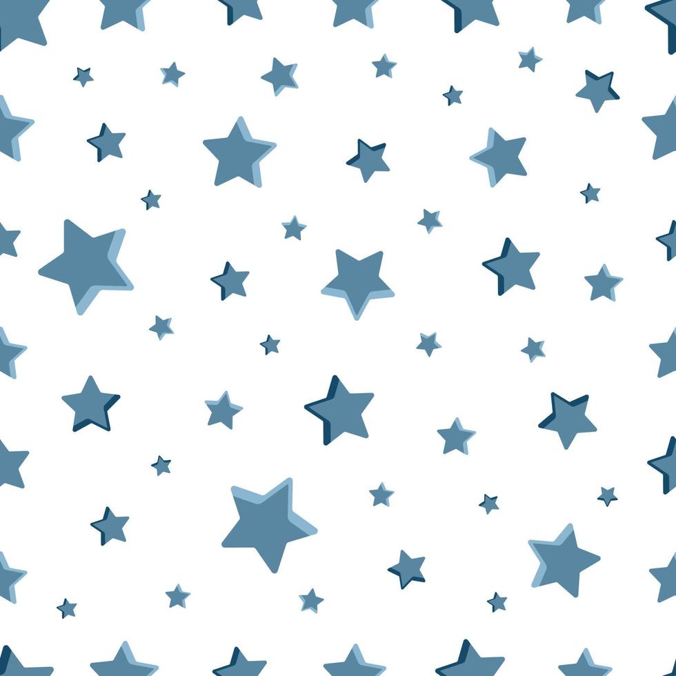 Blue stars seamless pattern. White background vector