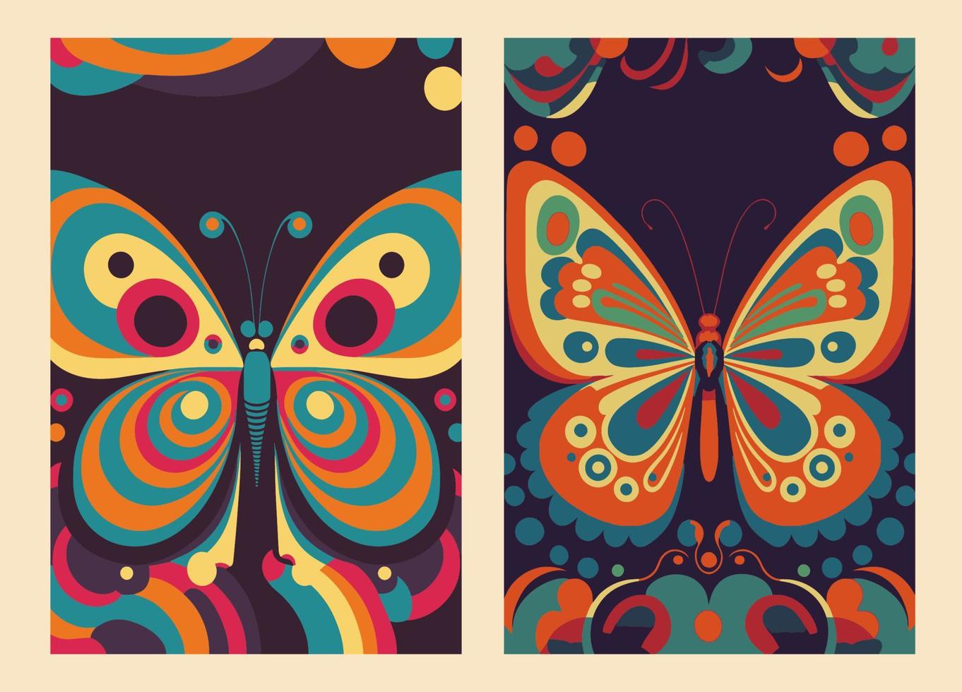 groovy butterfly  Psychedelic or hippie style backgrounds. Abstract poster vector
