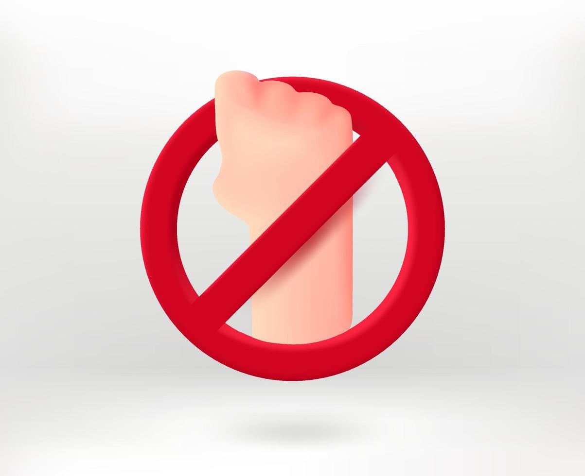 No protest concept with fist icon. 3d vector illustration