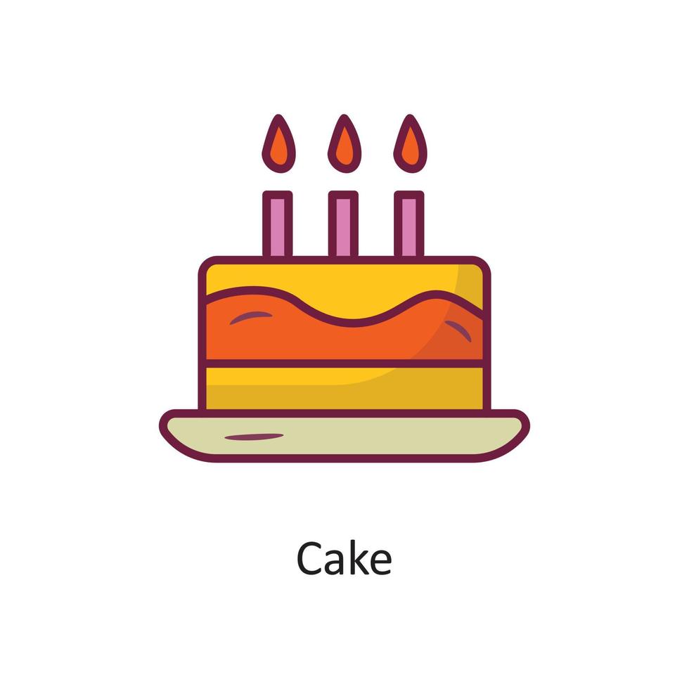 Cake vector filled outline Icon Design illustration. Holiday Symbol on White background EPS 10 File