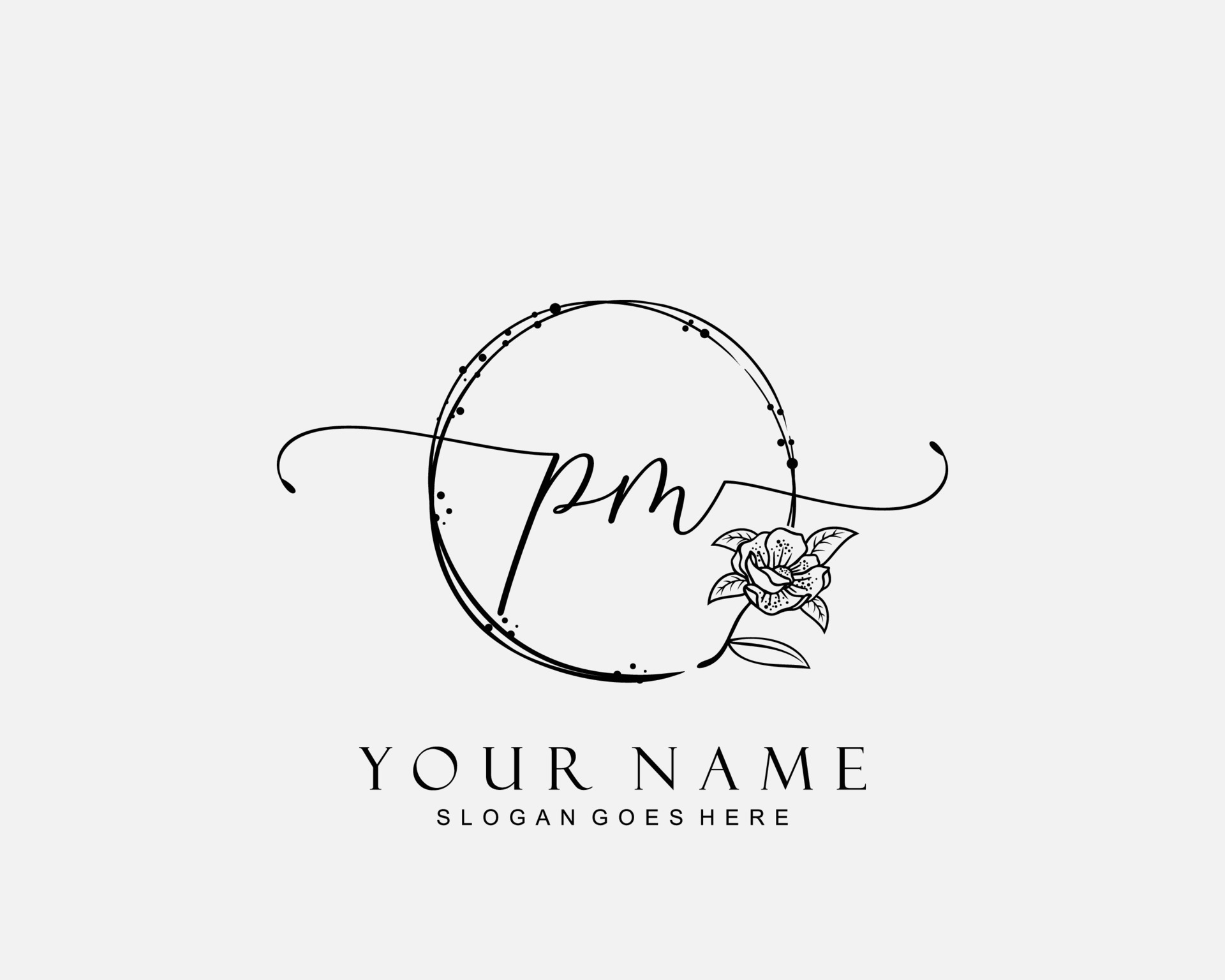 Initial pm beauty monogram and elegant logo design