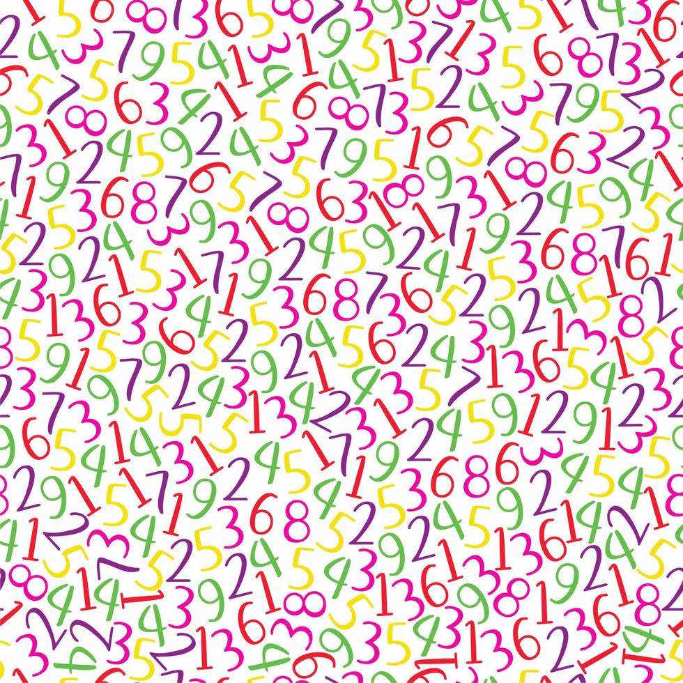 Colorful numbers seamless pattern. Wrapping paper, textile, print, fabric. vector