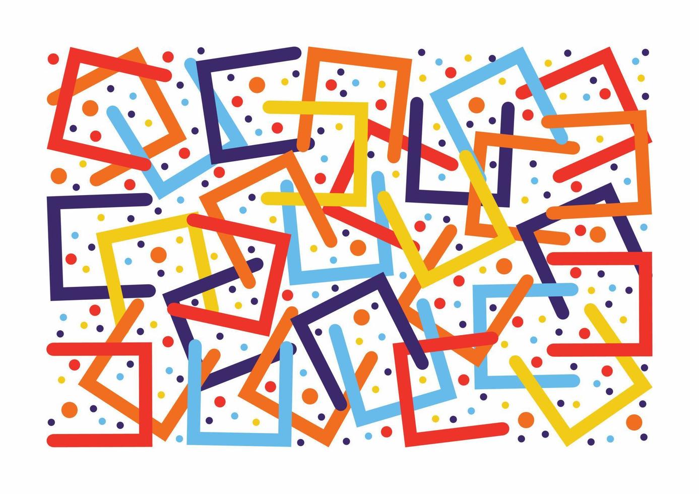 Colorful pattern. Circles, dots and stylized half squares. Fun colorful line doodle shape background. vector