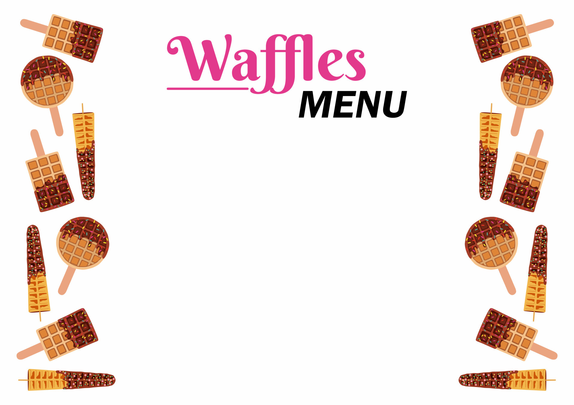 Waffles cafe or restaurant menu mock up. Empty space for text