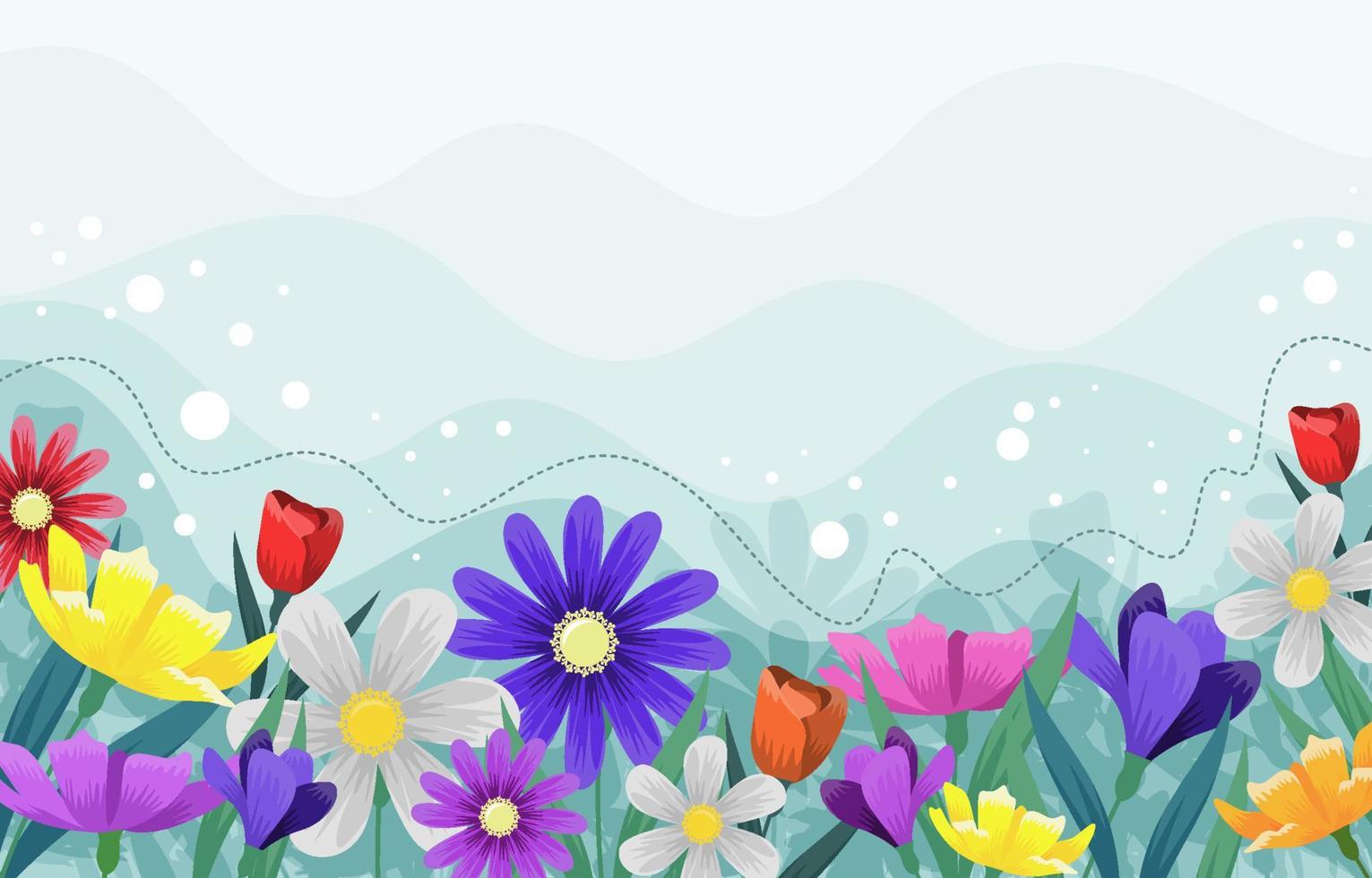 Colorful Blooming Flowers Seamless Pattern Background vector