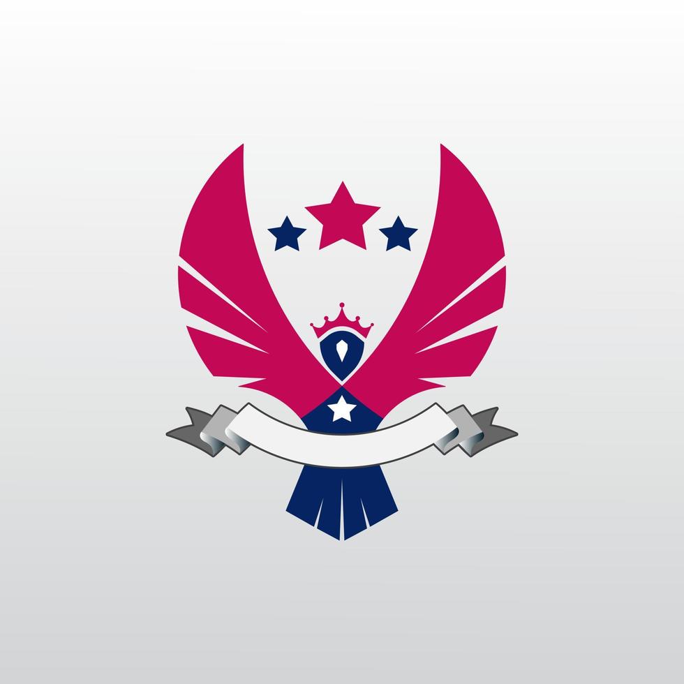 Eagle logo design with star and ribbon vector