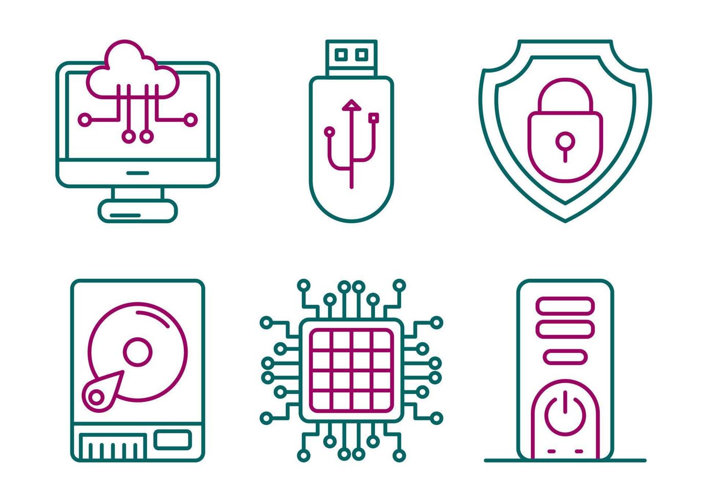 Computer and Hardware Vector Icon Set