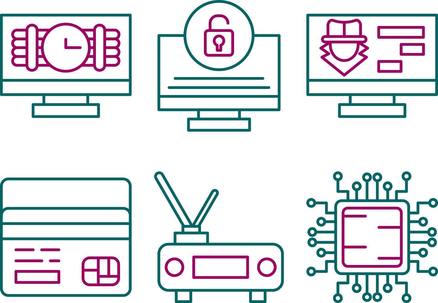 Cyber Attack Vector Icon Set