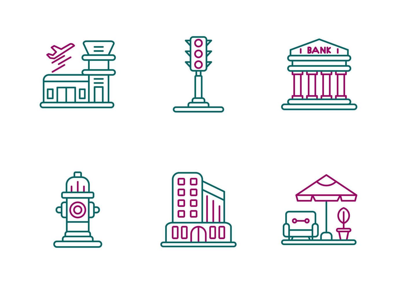 conjunto de iconos de vector de ciudad