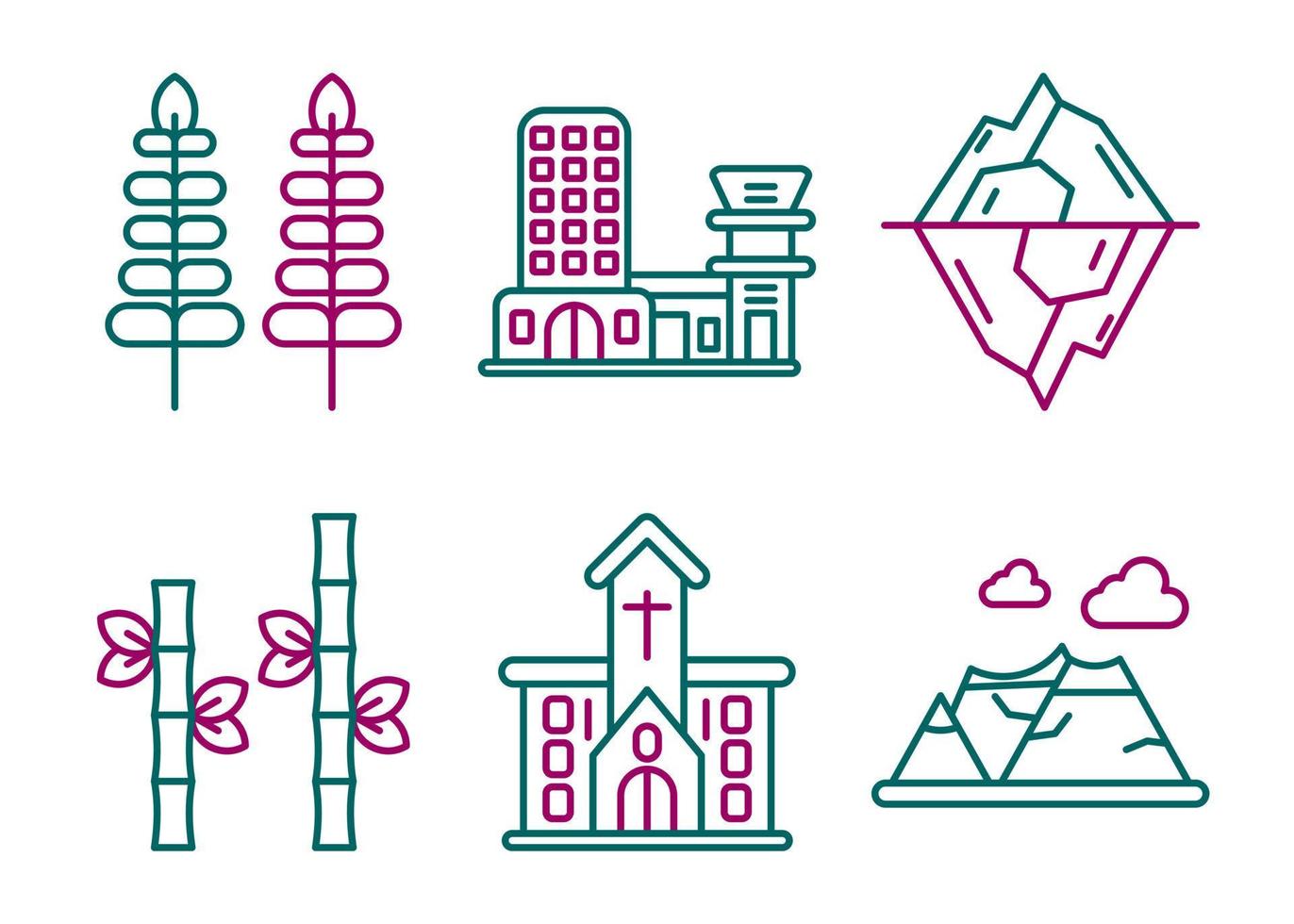 Landscapes Vector Icon Set
