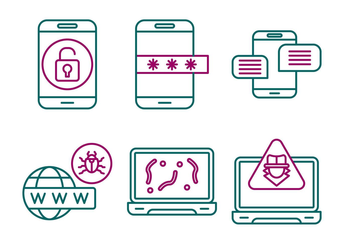 Cyber Attack Vector Icon Set