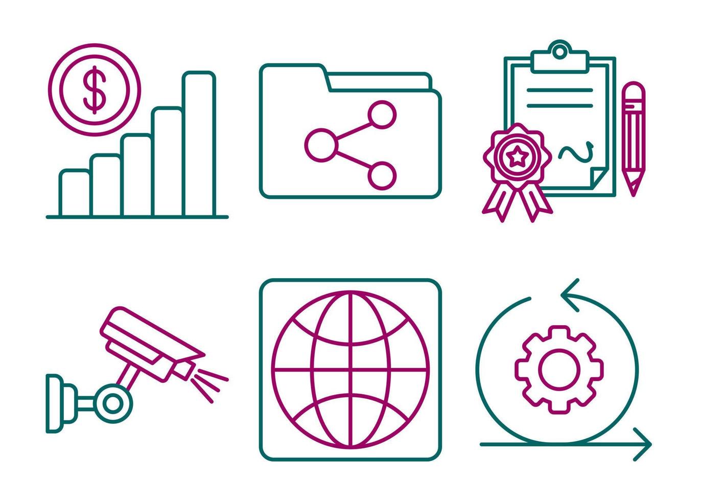 Unique Two Color Vector Icon Set