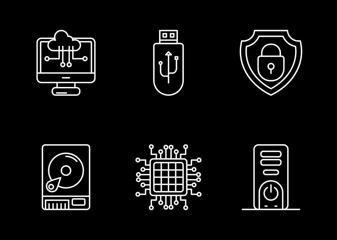 Computer and Hardware Vector Icon Set