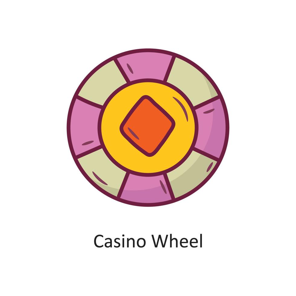 ilustración de diseño de icono de contorno lleno de vector de rueda de casino. símbolo de juego en el archivo eps 10 de fondo blanco