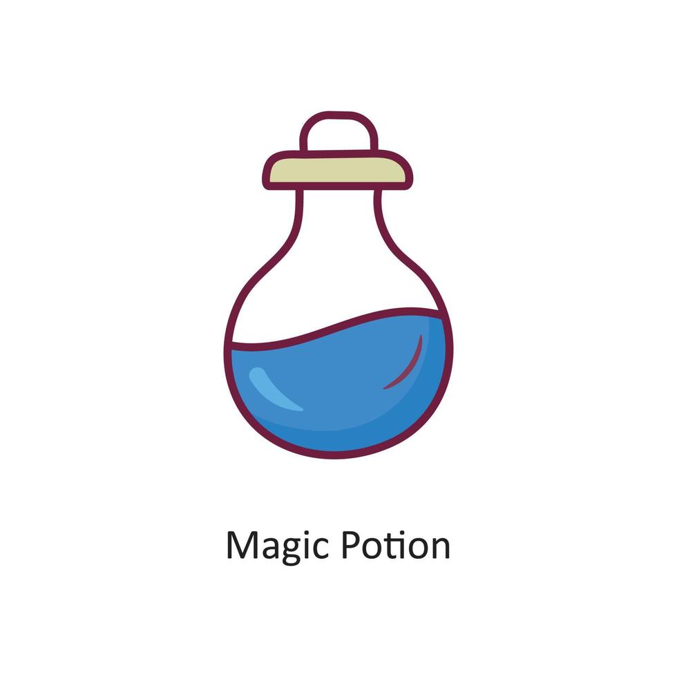 ilustración de diseño de icono de contorno lleno de vector de poción mágica. símbolo de juego en el archivo eps 10 de fondo blanco
