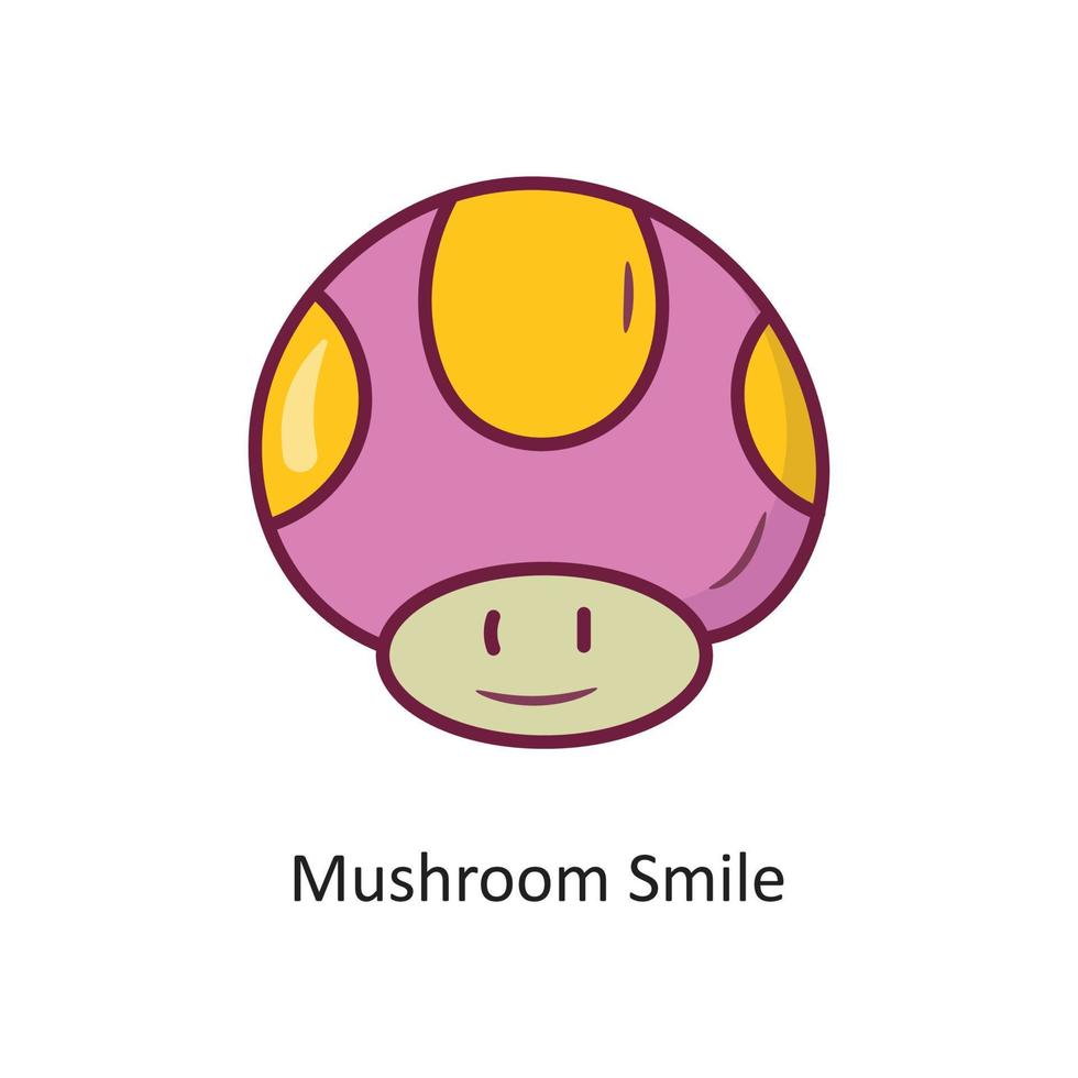 Mushroom smile  vector filled outline Icon Design illustration. Gaming Symbol on White background EPS 10 File