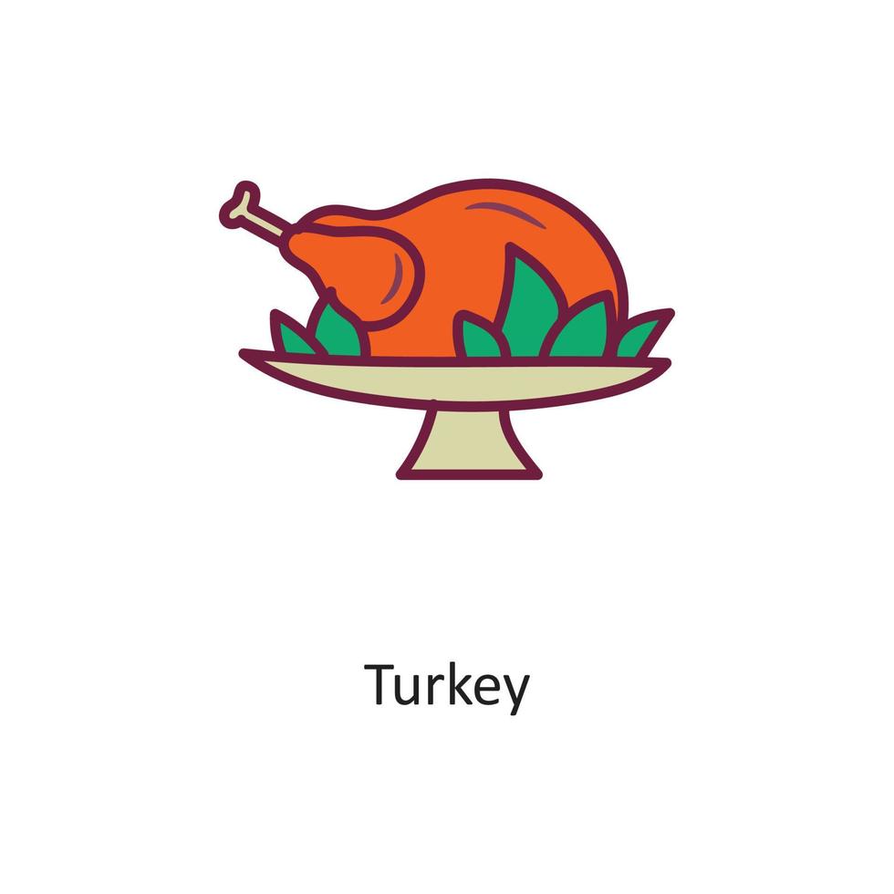 Turkey vector filled outline Icon Design illustration. Holiday Symbol on White background EPS 10 File