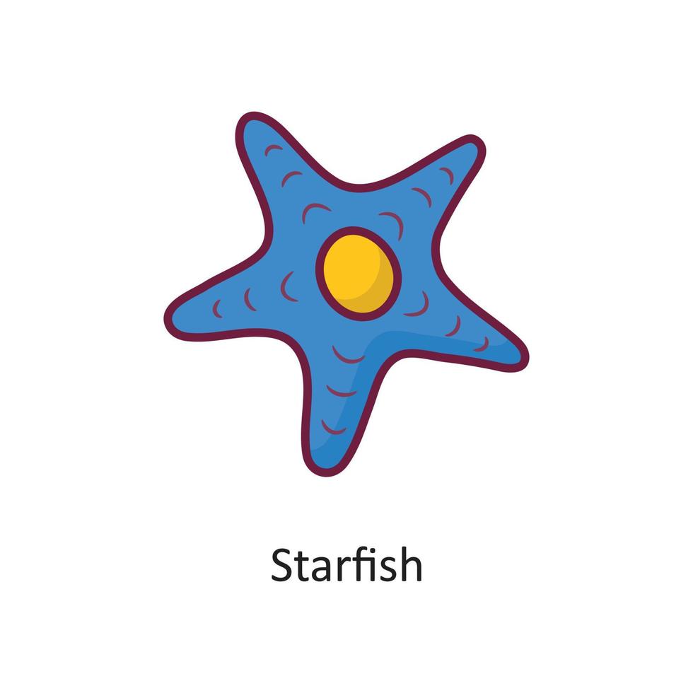 ilustración de diseño de icono de contorno lleno de vector de estrella de mar. símbolo de vacaciones en el archivo eps 10 de fondo blanco