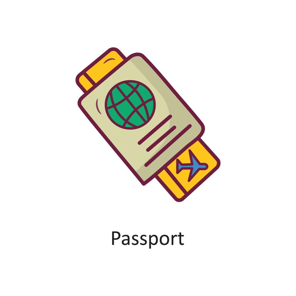 ilustración de diseño de icono de contorno lleno de vector de pasaporte. símbolo de vacaciones en el archivo eps 10 de fondo blanco