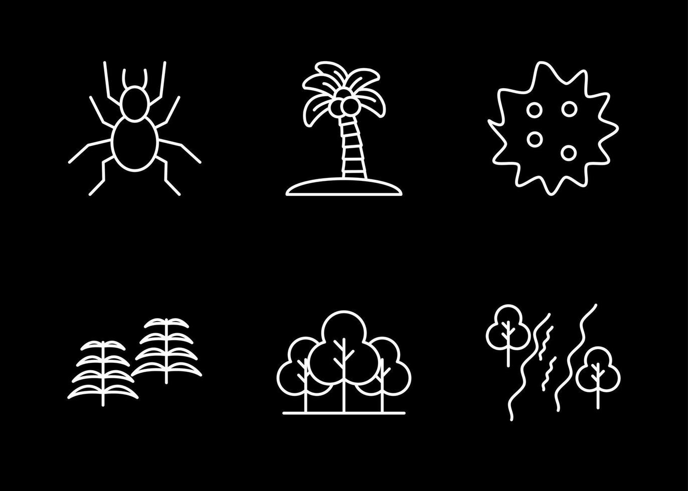 conjunto de iconos de vector de selva tropical