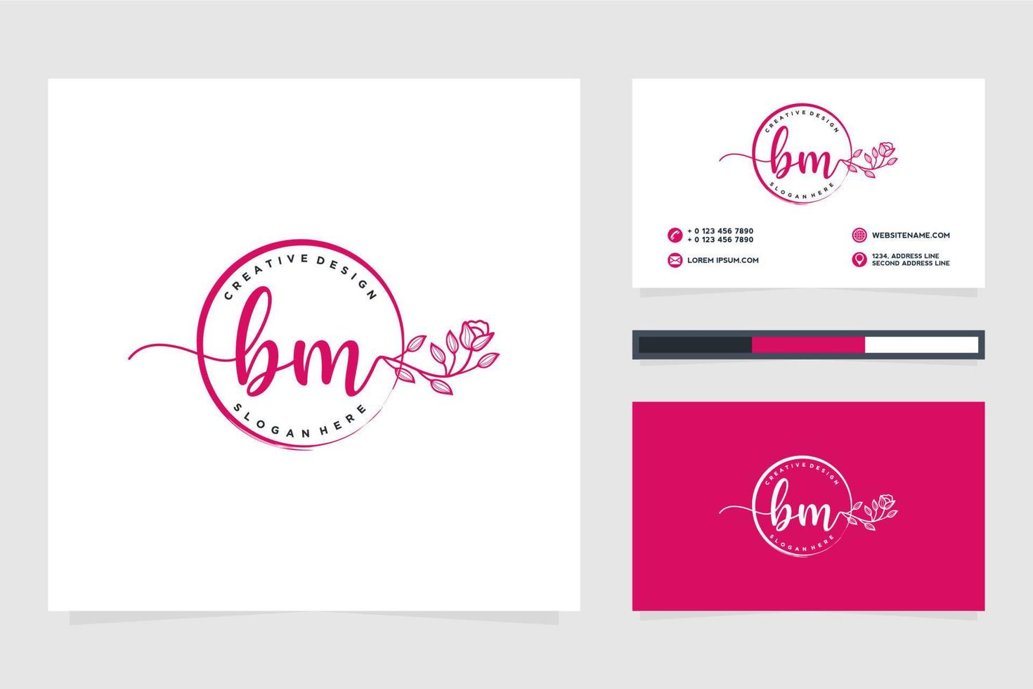 Initial BM Feminine logo collections and business card templat Premium Vector
