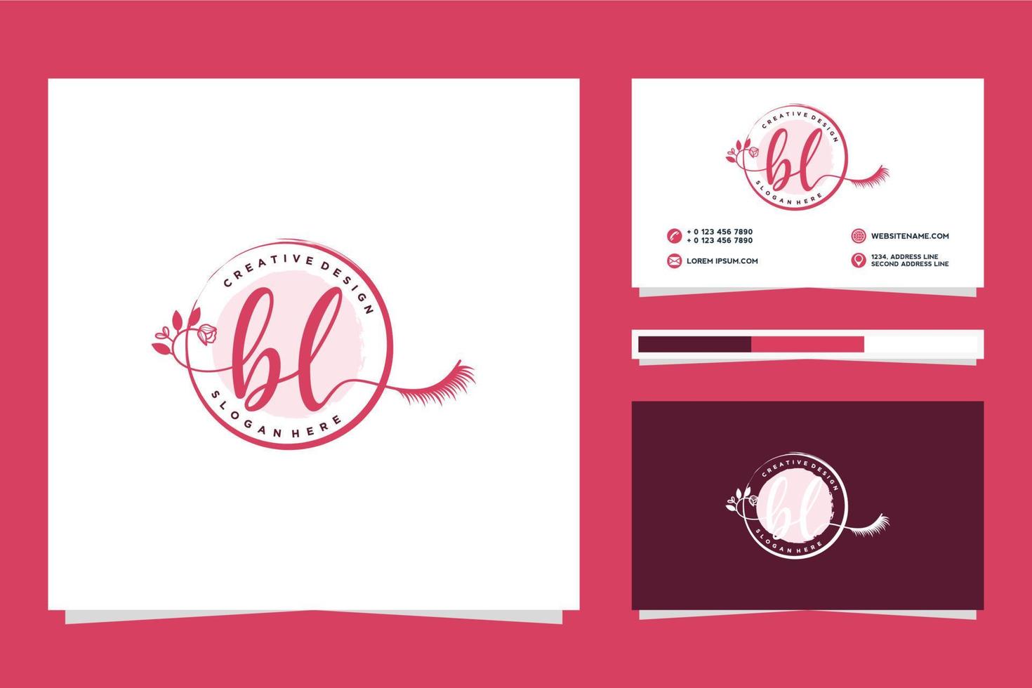 colecciones iniciales de logotipos femeninos bl y vector premium de plantilla de tarjeta de visita