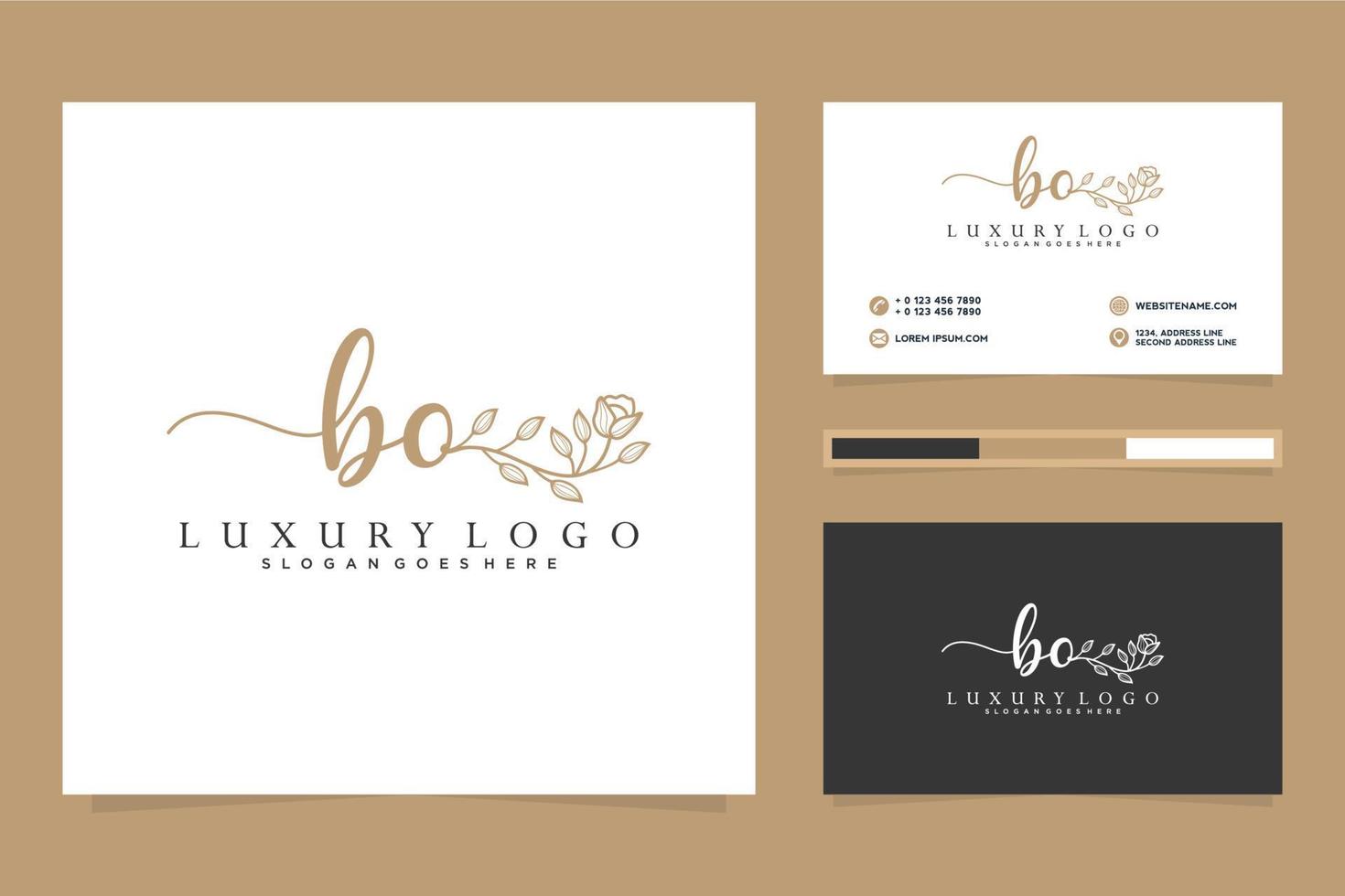 Initial BO Feminine logo collections and business card templat Premium Vector