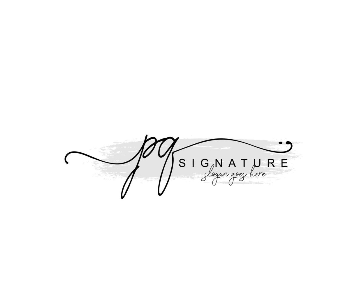 Initial PQ beauty monogram and elegant logo design, handwriting logo of initial signature, wedding, fashion, floral and botanical with creative template. vector