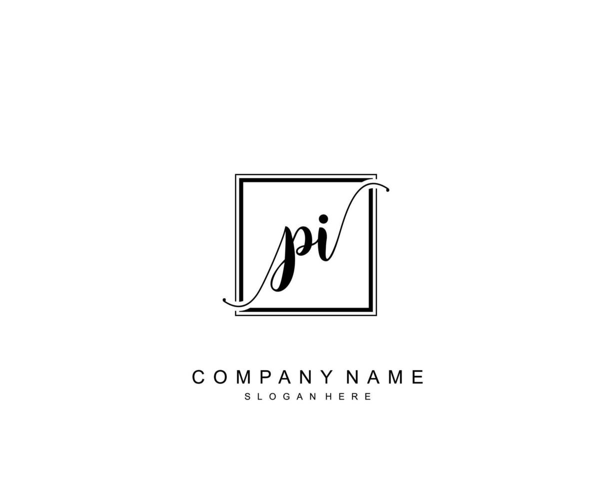 Initial PI beauty monogram and elegant logo design, handwriting logo of initial signature, wedding, fashion, floral and botanical with creative template. vector