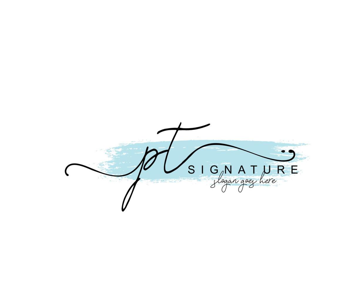 Initial PT beauty monogram and elegant logo design, handwriting logo of initial signature, wedding, fashion, floral and botanical with creative template. vector