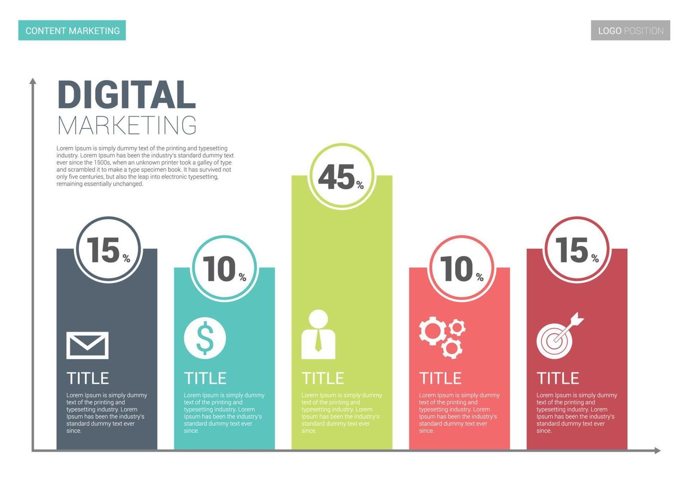plantilla lateral de infografía de marketing digital. Tamaño de escala a5. vector