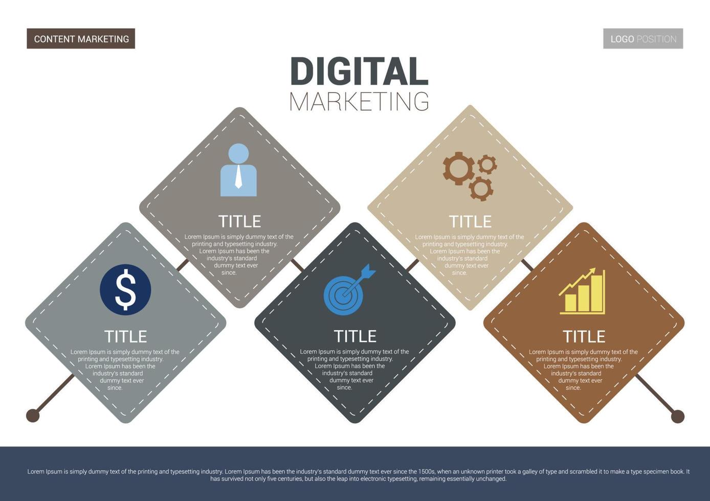 plantilla lateral de infografía de marketing digital. Tamaño de escala a5. vector