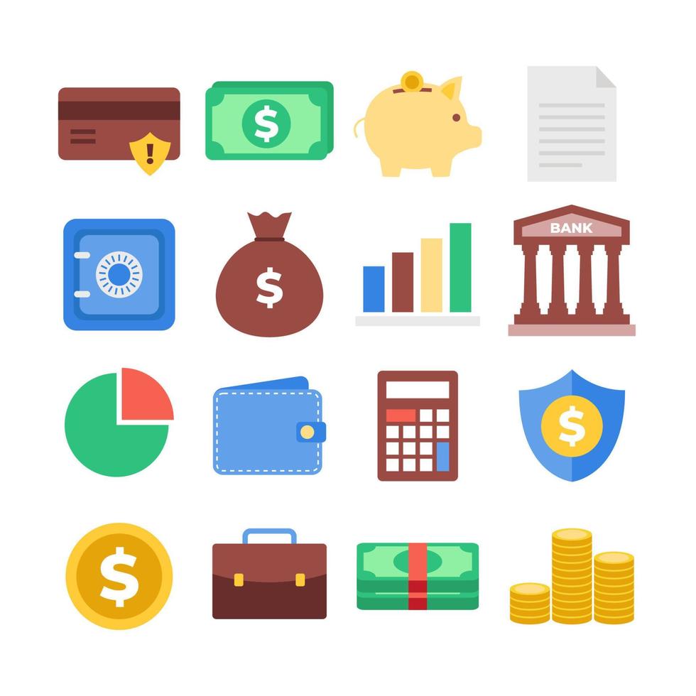 conjunto de iconos de banca plana vector