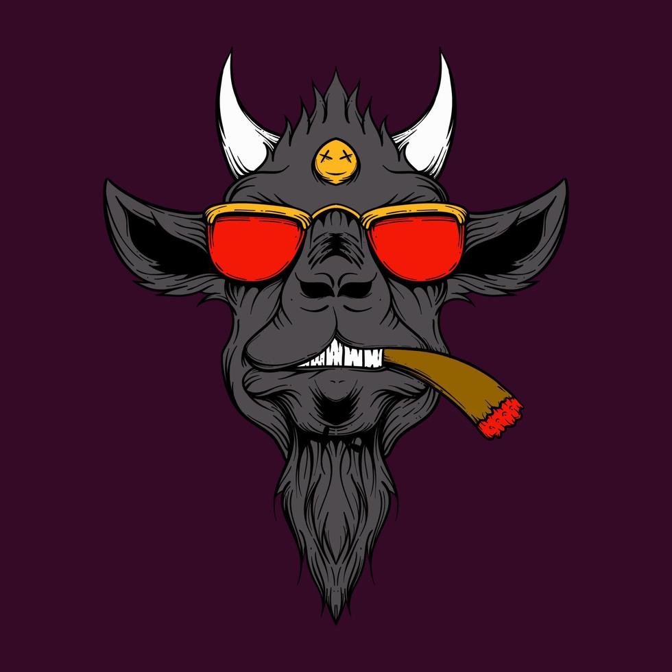 Hand drawn Smoking Goat Head vector