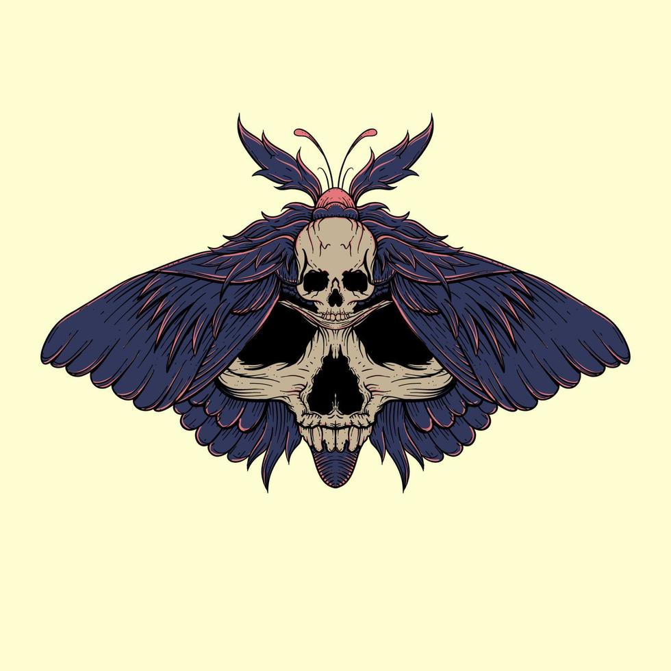 Skull Head in Butterfly Body vector