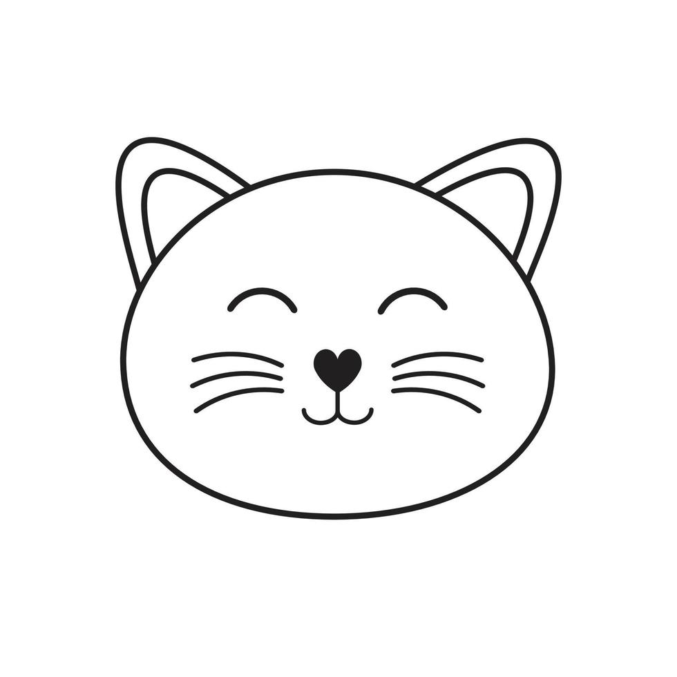 Vector flat hand drawn cat face head 17484140 Vector Art at Vecteezy