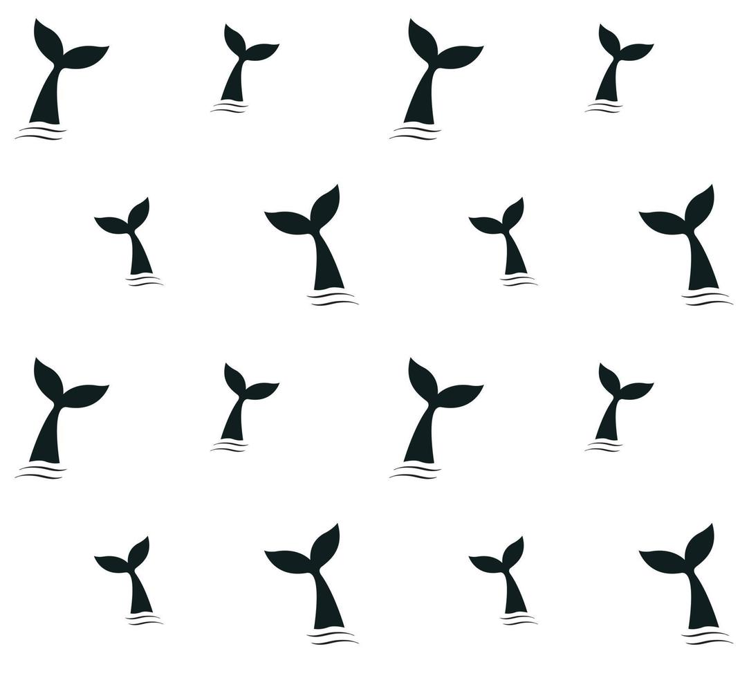 Vector seamless pattern of hand drawn mermaid tail