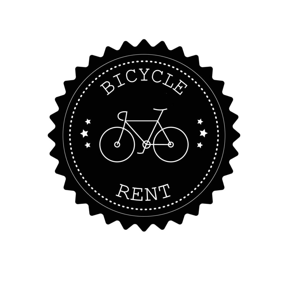 Vector flat retro round logo with bicycle