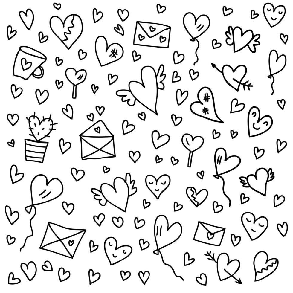 Hand drawn valentine elements collection for stickers, tee, postcards. vector