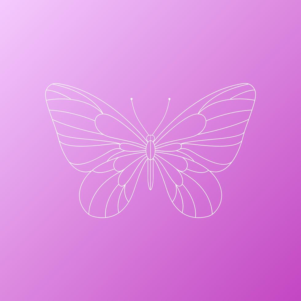 Cute vector butterfly detailed tattoo sketch isolated