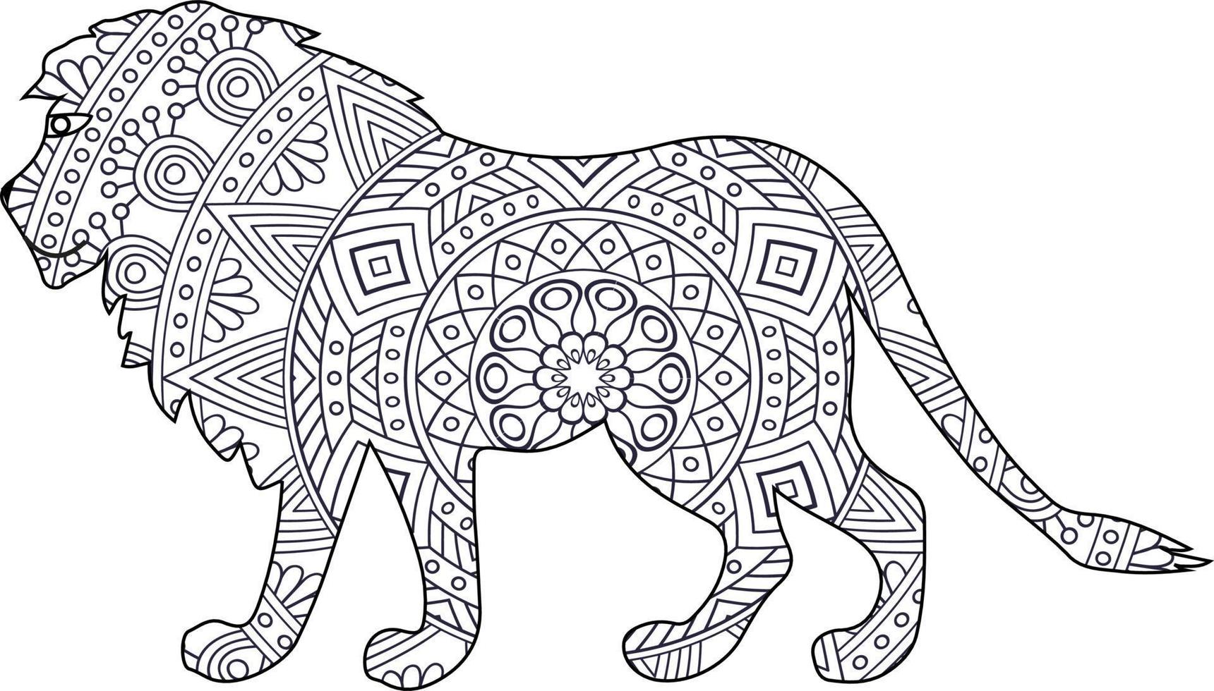 león mandala página para colorear vector