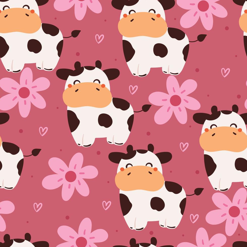 seamless pattern cartoon cow and flower. cute animal wallpaper for textile,  gift wrap paper 17484206 Vector Art at Vecteezy