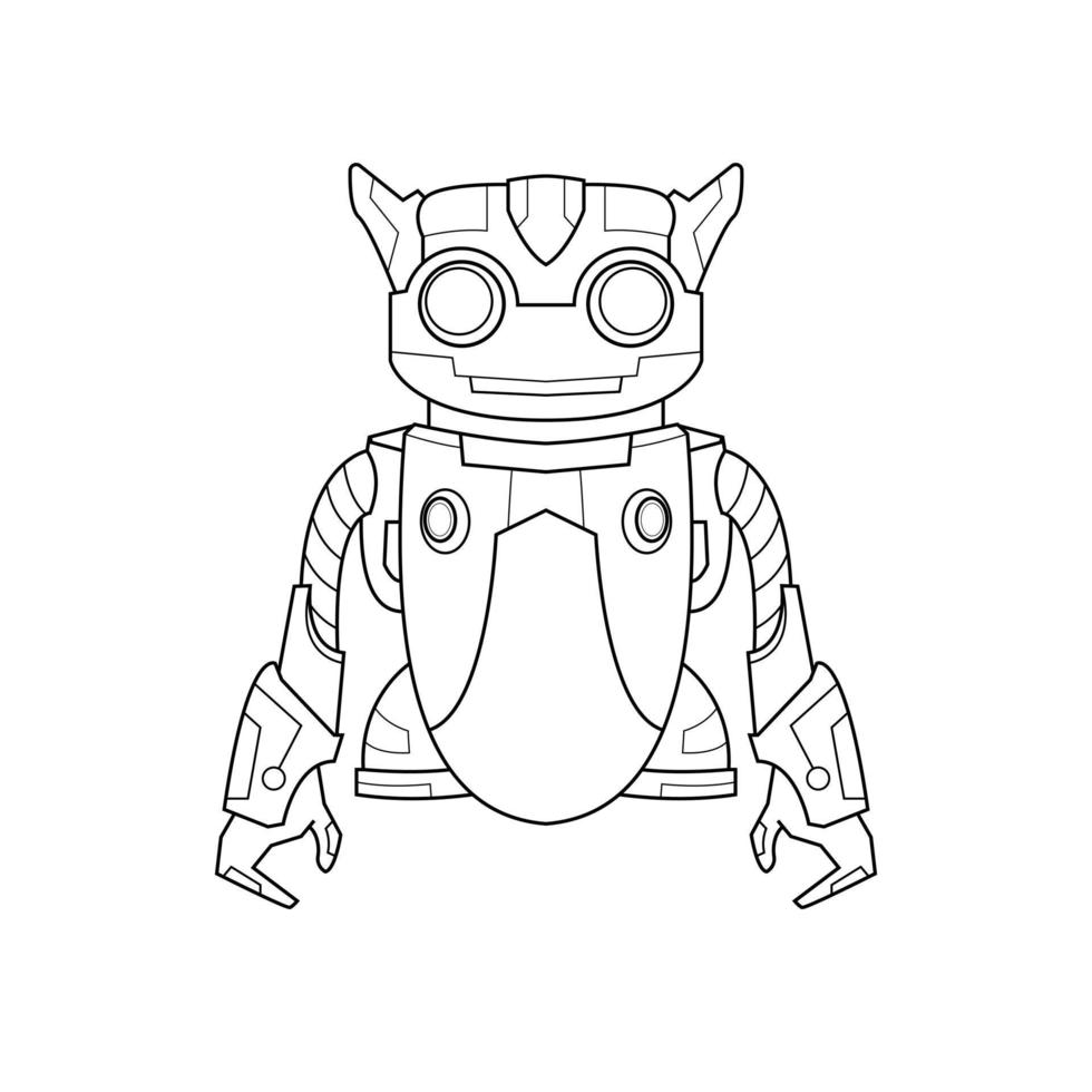 illustration in a cartoon Coloring pages Cute Robot android for kids preschool vector