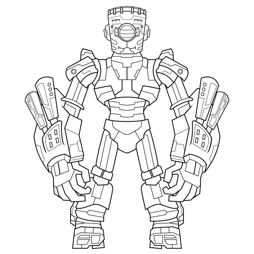 illustration in a cartoon Coloring pages Cute Robot android for kids preschool vector