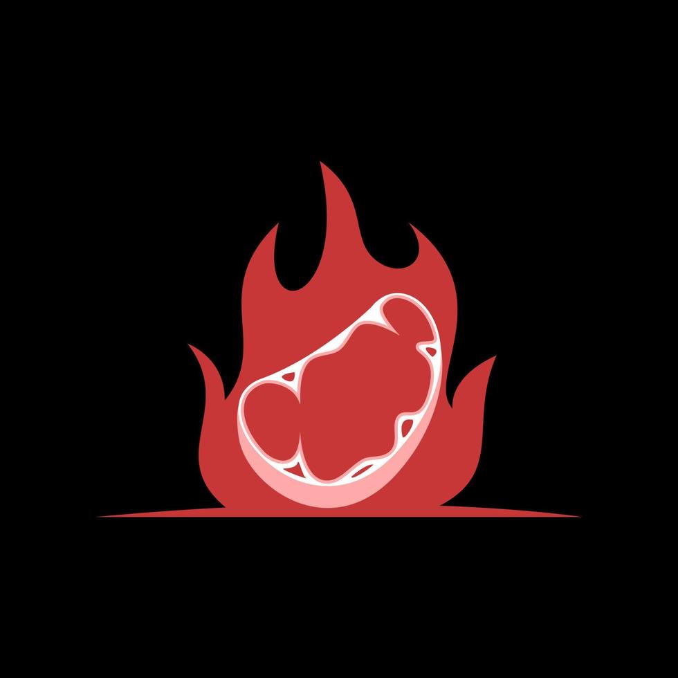 logo template for barbecue restaurant, wagyu, grilled meat, cow meat, bbq fire vector